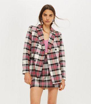 Topshop + Jacket and Tartan Pelmet Skirt Set