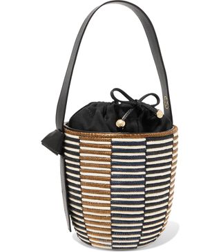 Cesta Collective + Lunchpail Leather-Trimmed Woven Sisal Bucket Bag