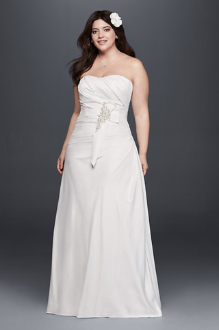 David's Bridal + Ruched Wedding Dress
