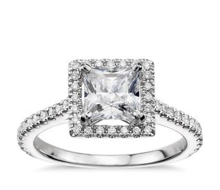 Blue Nile + Princess-Cut Floating Halo Diamond Engagement Ring