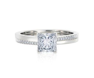 De Beers + Promise Princess Cut Solitaire Ring