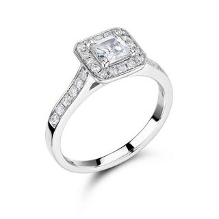 Voltaire Diamonds + Princess Cut With Pave Set Halo and Shoulders