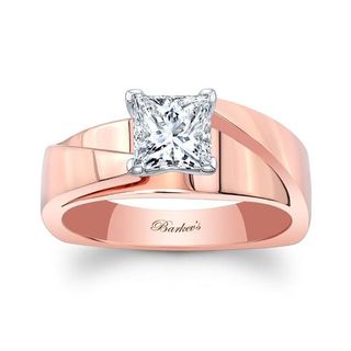 Barkev's + Rose Gold Princess Cut Diamond Solitaire Engagement Ring