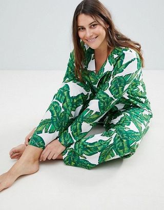 ASOS + Banana Leaf 100% Modal Traditional Shirt & Pants Pyjama Set