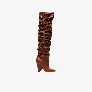 Saint Laurent + Brown Niki 105 Leather Long Boots