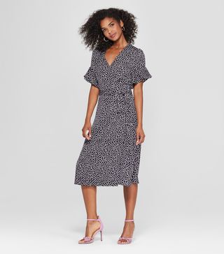 Who What Wear x Target + Short Sleeve Wrap Midi Dress