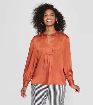 Who What Wear x Target + Long Sleeve Silky Boho Popover Top