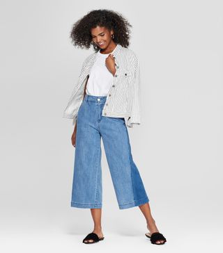 Who What Wear x Target + Straight Leg High-Rise Mixed Denim Crop Jeans