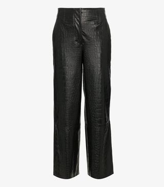 Nanushka + Africa Crocodile Embossed Vegan Leather Cropped Trousers