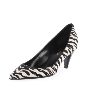 Saint Laurent + Charlotte Zebra-Print Calf Hair Pump