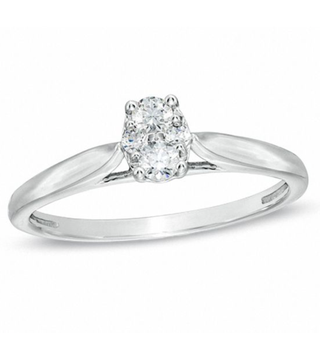 Zales + 1/10 ct t.w. Diamond Oval Promise Ring in 10K White Gold
