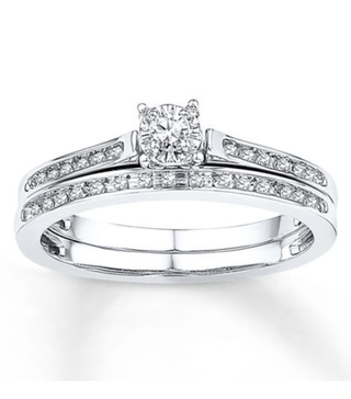 Kay Jewelers + Siamond Bridal Set 1/8 ct tw Round-Cut 10K White Gold Ring