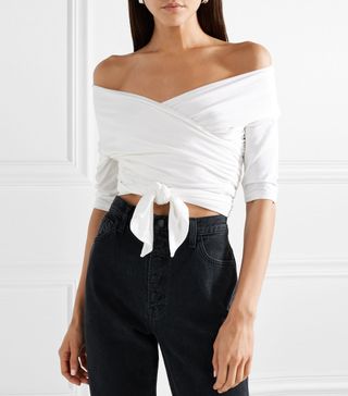 T by Alexander Wang + Off-the-Shoulder Wrap-Effect Stretch-Modal Jersey Top