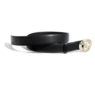 Chanel + Calfskin & Gold Metal Belt