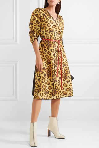 Marc Jacobs + Belted Leopard-Print Taffeta Dress