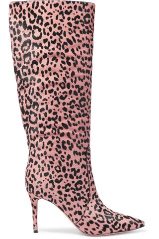 Gianvito Rossi + Levy 85 Leopard-Print Calf Hair Knee Boots