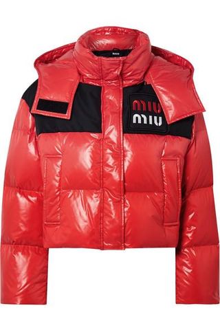 Miu Miu + Cropped Two-Tone Quilted Shell Down Jacket