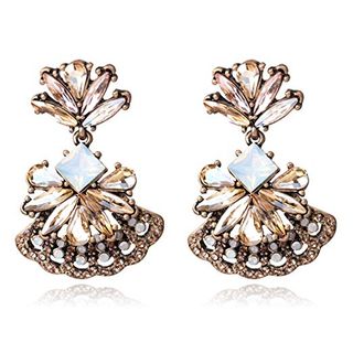 Unicra + Vintage Champagne Flower Crystal Earrings