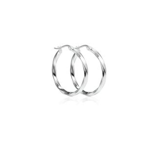 Lovve + Sterling Silver High Polished Twist Round Click-Top Hoop Earrings