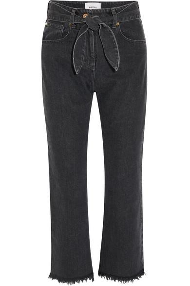 Nanushka + Pyramid Cropped Embellished High-Rise Straight-Leg Jeans