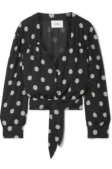Nanushka + Amulet Polka-Dot Chiffon Blouse