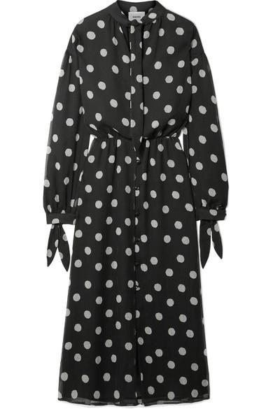 Nanushka + Zahara Polka-Dot Chiffon Dress