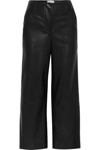 Nanushka + Africa Cropped Vegan Faux Leather Wide-Leg Pants