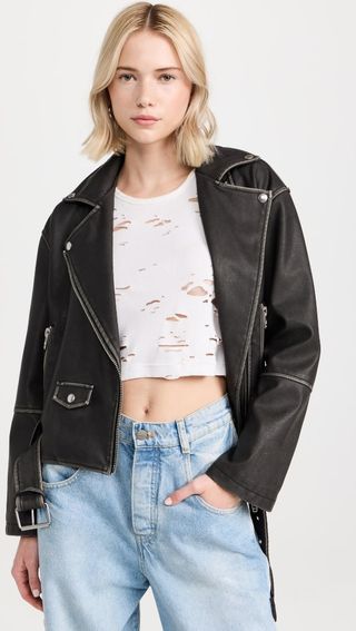 Blanknyc + Vegan Leather Moto Jacket With Belt