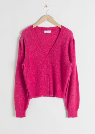 & Other Stories + Wool Blend Puff Shoulder Cardigan