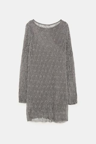Zara + Dress With Metallic Thread and Rings