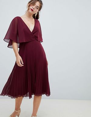 ASOS + Midi Dress With Flutter Sleeves