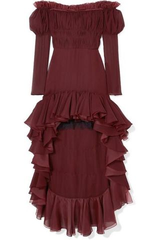Giambattista Valli + Off-the-Shoulder Ruffled Silk-Georgette Dress
