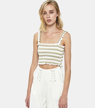 Farrow + Adelaide Stripe Smocked Crop Top