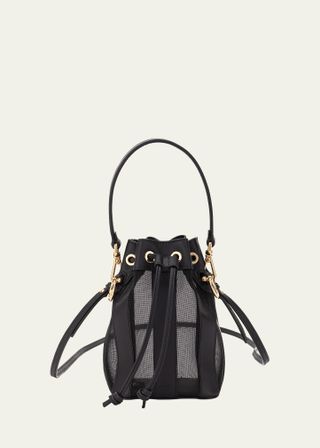 Fendi + Mon Tresor Mini Leather & Mesh Bucket Bag