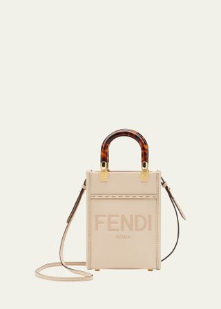 Fendi + Sunshine Mini Calfskin Logo Shopper Tote Bag