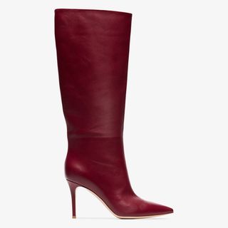 Gianvito Rossi + Burgundy Suzan 85 Leather Slouch Boots
