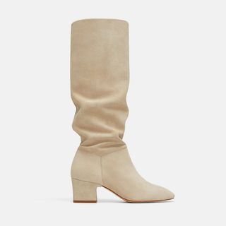 Zara + Block Heel Leather Boots