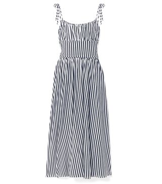 MDS Stripes + Charlotte Gathered Striped Cotton-Jersey Midi Dress