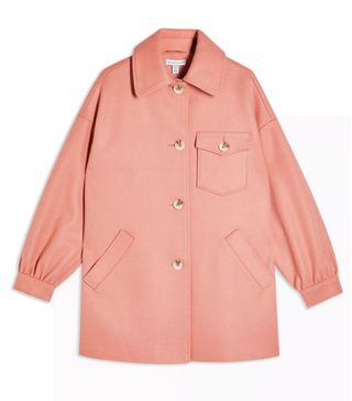 Topshop + Apricot Shacket With Wool