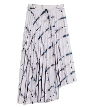 Topshop + Ivory Grid Tie-Dye Print Pleat Midi Skirt