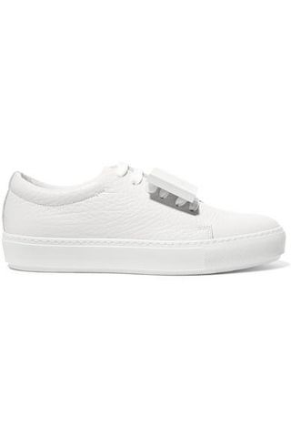 Acne Studios + Adriana Plaque-Detailed Textured-Leather Sneakers