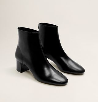 Mango + Heel Leather Ankle Boot