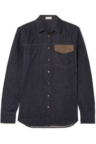 Brunello Cucinelli + Bead-Embellished Denim Shirt