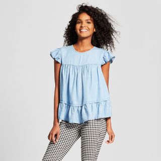 Who What Wear + Short-Sleeve Babydoll Blouse