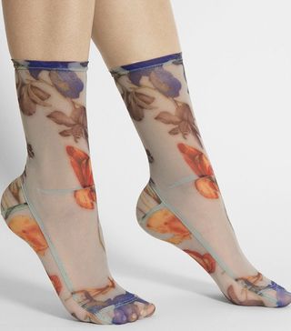 Darner + Powder Blue Flora Mesh Socks