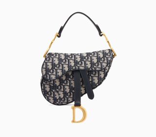Dior + Mini Saddle Bag in Blue Canvas