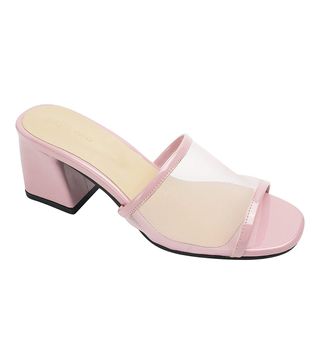 AnnaKastle + Mesh Strap Heel Mule Sandals in Pink