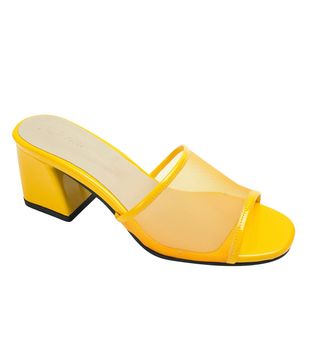 AnnaKastle + Mesh Strap Heel Mule Sandals in Yellow