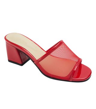 AnnaKastle + Mesh Strap Heel Mule Sandals in Red