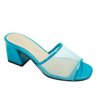 AnnaKastle + Mesh Strap Heel Mule Sandals in Blue